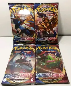 (4) Pokemon TGC: Sword and Shield Base Set Booster Packs - Full Art Set -`New - Image 1