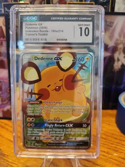 CGC 10 Dedenne GX 195a/214 Pokemon Unbroken Bonds 2020 English - Image 1