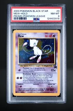 2000 Pokemon Black Star promo pokemon League #9 Mew Holo PSA 8 NM-MT with 🌀 - Image 1