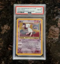 2000 Pokemon Black Star promo pokemon League #9 Mew Holo PSA 8 NM-MT with 🌀 - Image 2