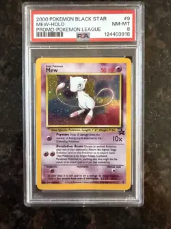2000 Pokemon Black Star promo pokemon League #9 Mew Holo PSA 8 NM-MT with 🌀 - Image 3