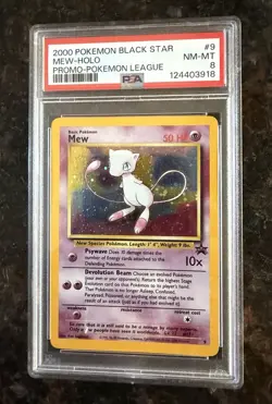 2000 Pokemon Black Star promo pokemon League #9 Mew Holo PSA 8 NM-MT with 🌀 - Image 4