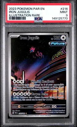 Pokemon TCG Iron Jugulis #216 Paradox Rift Illustration Rare Holo PSA 9 - Image 1