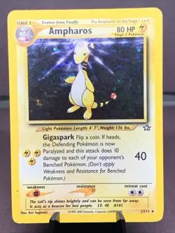 Pokemon TCG Ampharos 1/111 Neo Genesis Holo Rare VTG WOTC LP-/MP+ - Image 1