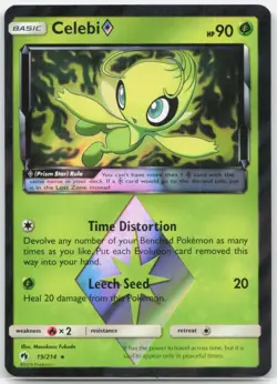Celebi ◇ 19/214 Prism Star Rare Lost Thunder Pokemon Lightly Played - Image 1