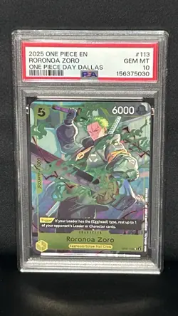 2025 One Piece En One Piece Day Dallas #113 Roronoa Zoro PSA 10 GEM MINT - Image 5