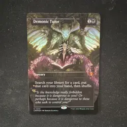 MTG Demonic Tutor Commander Masters Mythic Foil Borderless EN (NM) - Image 1
