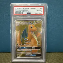 2018 POKEMON SUN & MOON DRAGON MAJESTY #67 FULL ART/DRAGONITE GX PSA 10 - Image 1
