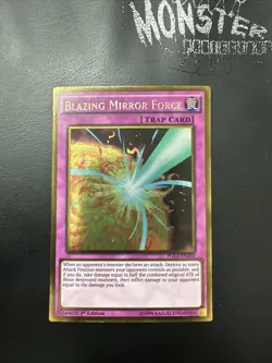 YUGIOH BLAZING MIRROR FORCE GOLD RARE PGL3-EN100 1ST EDITION - Image 1