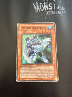 YUGIOH ELEMENTAL HERO BUBBLEMAN COMMON DP1-EN009 1ST EDITION PLAYED CONDITION - Image 1