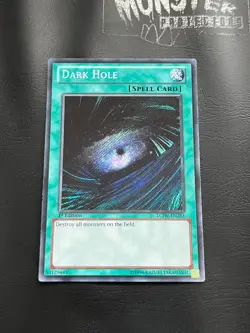 YUGIOH DARK HOLE SECRET RARE LCJW-EN283 1ST EDITION - Image 1