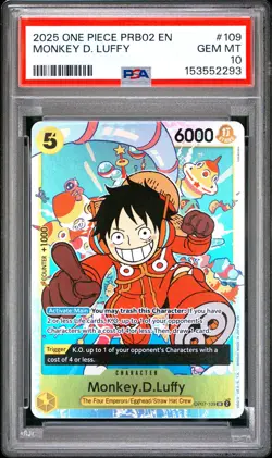 One Piece PRB02-Prem Booster Best Vol.2 - Monkey D Luffy #OP07-109 SR - PSA 10 - Image 1