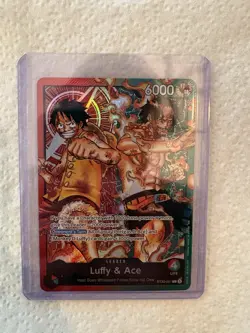 St30-001 Luffy & Ace Leader Card Red And Green Whitebeard Pirates Straw Hat Crew - Image 1