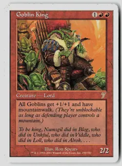 Goblin King 190 Rare 7th Edition Magic: The Gathering Damaged - Image 1