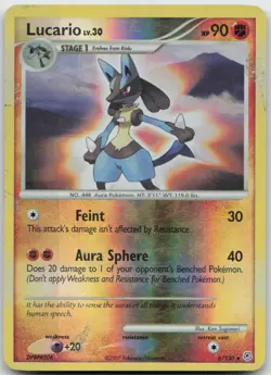 Lucario 6/130 Holo Rare Diamond & Pearl Pokemon TCG Reverse Holo HP - Image 1