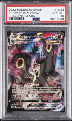 2022 POKEMON SWORD & SHIELD BRILLIANT STARS #TG23 FULL ART/UMBREON VMAX PSA 10 - Image 1