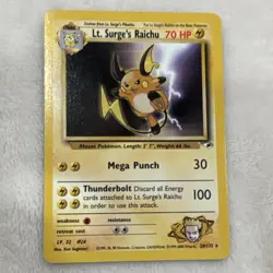 Pokemon TCG Lt. Surge's Raichu 28/132 Gym Heroes Rare 70 HP - Image 1