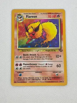 Pokemon TCG Jungle Set Holographic Flareon 3/64 - HP - Heavily Played - Image 1