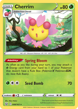 Cherrim 008/163 Battle Styles Holo Rare NM 2021 Reverse Holo - Image 2