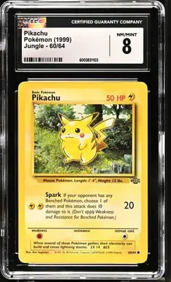 1999 POKEMON CGC GRADE 8 NM/MINT PIKACHU JUNGLE 60/64 - Image 1