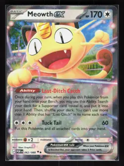 Meowth ex Holo Double Rare Pokemon ME03: Perfect Order 062/088 NM - Image 1