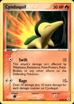 Vintage Wotc Pokemon Cyndaquil EX Battle Stadium 59 Light Play LP - Image 1