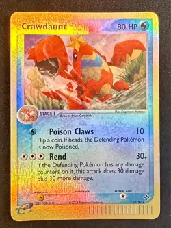 Crawdaunt 13/97 2003 EX Dragon Pokemon Card Nintendo e-Series Reverse Holo - Lp - Image 1