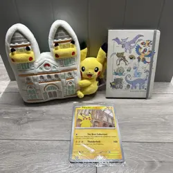 Pokemon Natural History Museum Pikachu at the Museum Promo Card Plush & Notebook - Image 1
