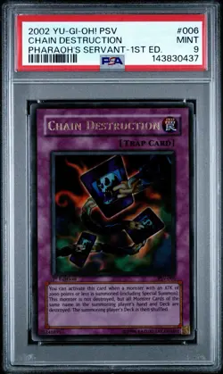 2002 Yu-Gi-Oh! Chain Destruction Pharaoh's Servant PSV 1st Edition Ultra PSA 9 - Image 1