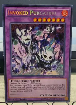 YUGIOH COLLECTOR'S INVOKED PURGATRIO FUEN-EN030 1ST Secret. +BONUS HOLO - Image 1