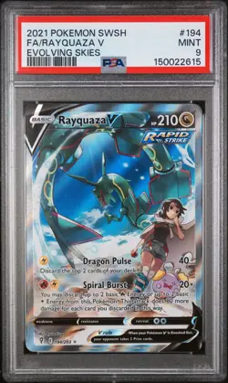 2021 POKEMON SWORD & SHIELD EVOLVING SKIES #194 FULL ART/RAYQUAZA V PSA 9 - Image 1
