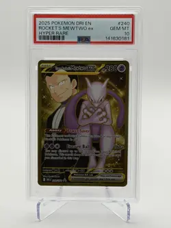 2025 Pokemon Dri En Destined Rivals #240 Rocket’s Mewtwo EX Hyper Rare PSA 10 - Image 1