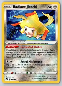 Radiant Jirachi 120/195 Radiant Rare Silver Tempest Pokemon - Image 1