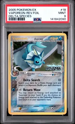 PSA 9 VAPOREON 18/113 | EX Delta Species Reverse Holo Stamp Pokemon Card - Image 1