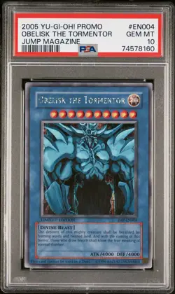 Yu-Gi-Oh! PSA 10 Obelisk the Tormentor JMP-EN004 secret rare prismatic - Image 1
