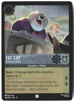 Disney Lorcana TCG Fat Cat Felonious Feline 182/204 Foil Wilds Unknown - Image 1