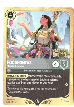 Disney Lorcana Pocahontas Steadfast Traveler Pre-release Promo Wilds Unknown - Image 1