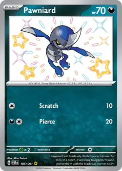 Pawniard 185/91 Shiny Rare | Paldean Fates | Pokemon Card - Image 1