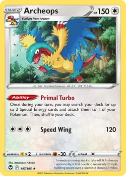 Archeops 147/195 Rare Holo | Silver Tempest | Pokemon Card - Image 1