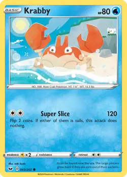 Krabby 43/202 Common | Sword & Shield | Pokemon Card - Image 1