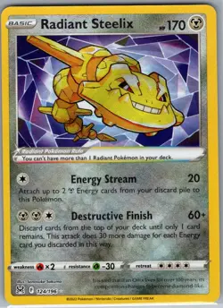 Radiant Steelix 124/196 SWSH11: Lost Origin - Pokemon Card - NM - Image 1
