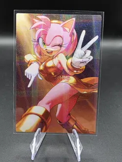 Amy Rose Holographic Anime Collectible Trading Card - Image 1