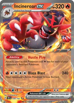 Incineroar ex 34/162 Double Rare | Temporal Forces | Pokemon Card - Image 1