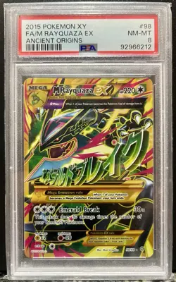 Pokemon EX M Rayquaza Full Art Holo Card Ex 98/98 Xy Ancient Origins Psa 8 - Image 1