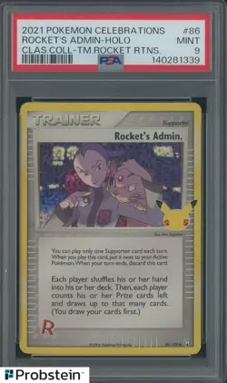 2021 Pokemon Celebrations Classic Team Rocket Returns Rocket's Admin Holo PSA 9 - Image 1