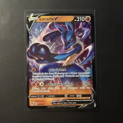 Pokemon TCG Champion's Path Lucario v Ultra Rare Card 027/073 NM Condition - Image 1