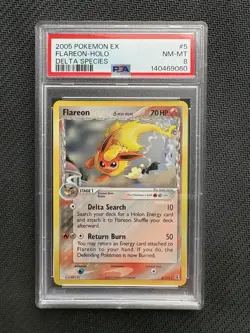 Pokemon GRADED Card - PSA 8: FLAREON #5 - HOLO (EX DELTA SPECIES) YEAR 2005 - Image 1
