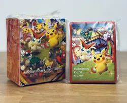 Pokemon Center Tohoku Pikachu & Victini Deck Box + Card Sleeves (64ct) SEALED - Image 1
