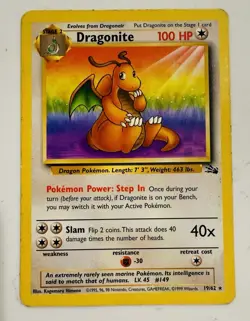 Dragonite 19/62 Fossil Rare Pokemon MP - Image 1