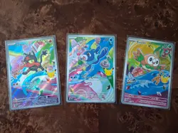 Pokemon First Partner Illustration Series 1 Gen 7 Starters Promo Set NM - Image 1